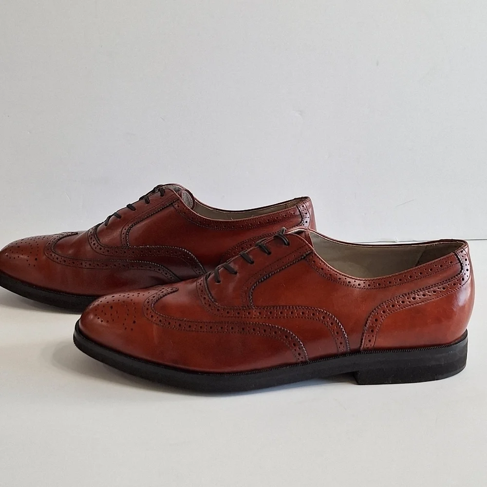 Rockport Brown Leather Wingtip Oxford Shoes with Brogue Detailing Size 13